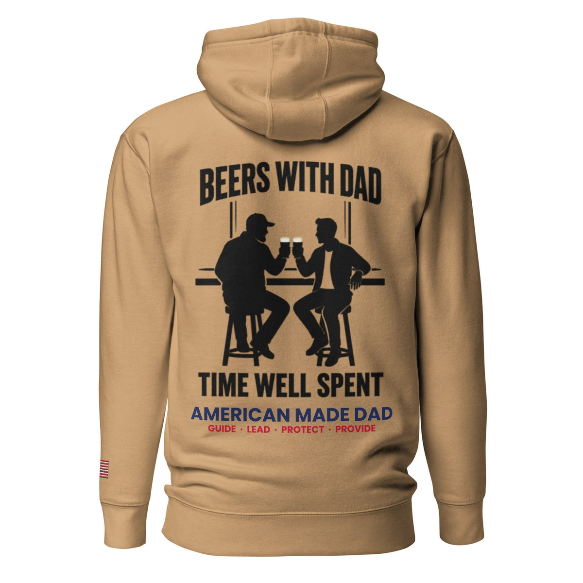 Beers With Dad hoodie back design, Khaki