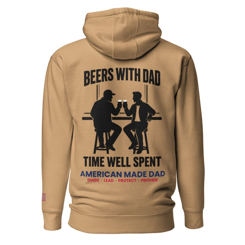 Beers With Dad hoodie back design, Khaki
