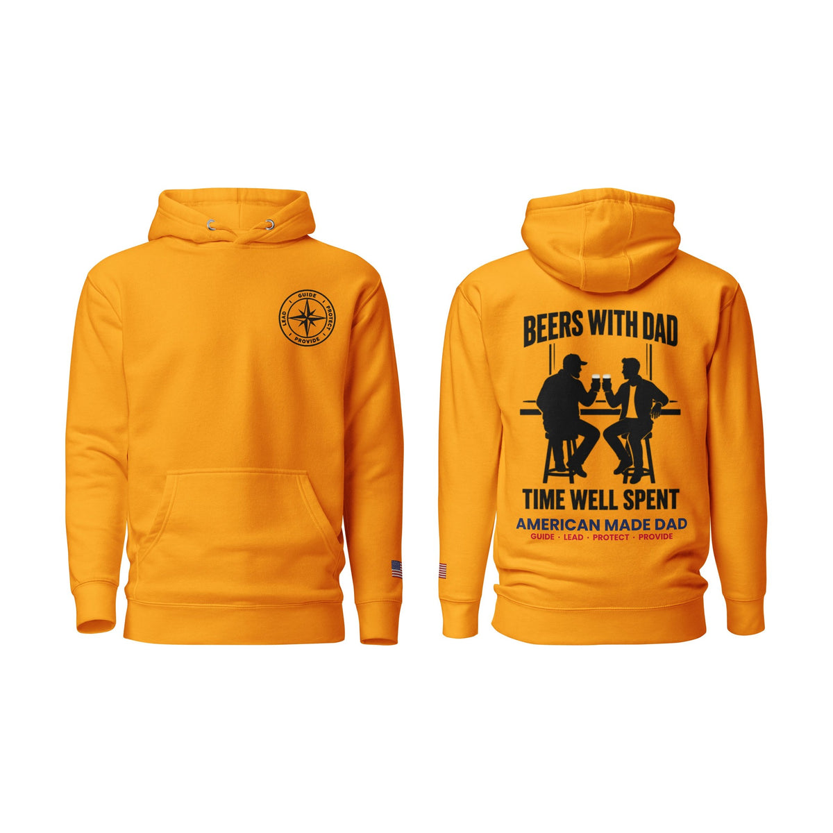 Beers With Dad hoodie, Team Gold, front and back
