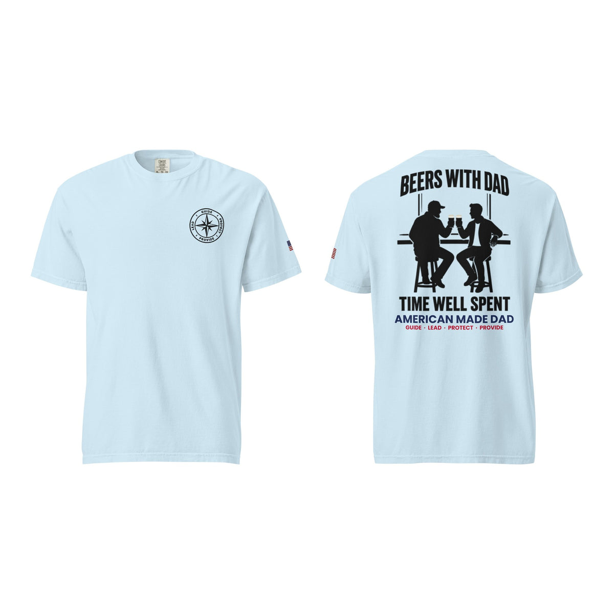 Beers With Dad t-shirt, Chambray, front and back