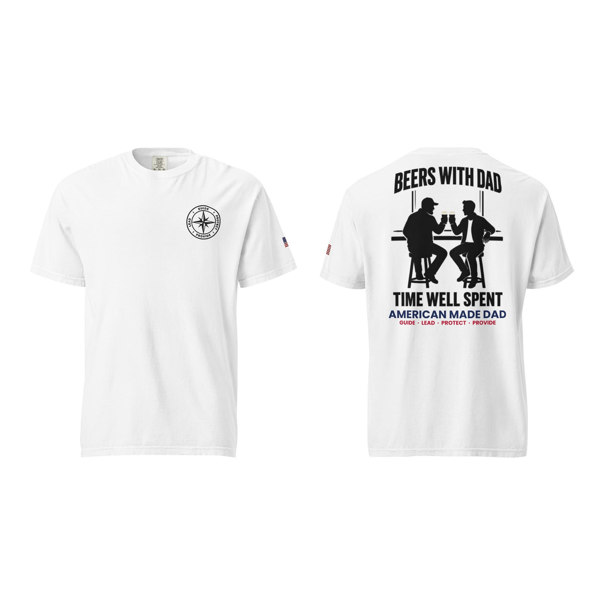 Beers With Dad t-shirt, White, front and back