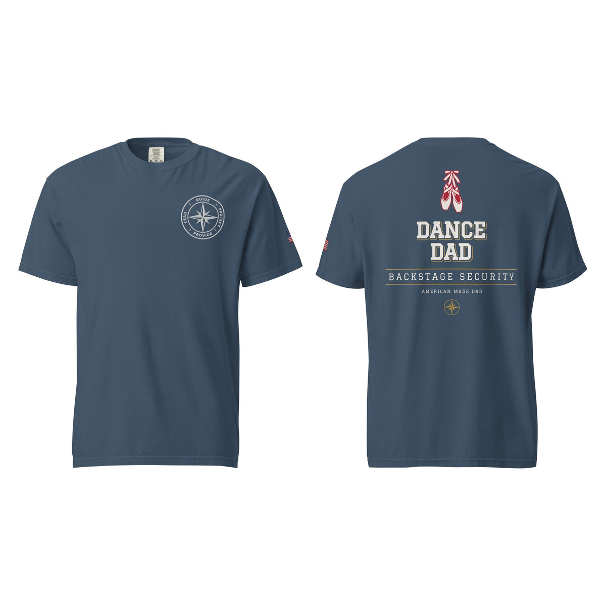 Dance Dad tee in Midnight, front and back