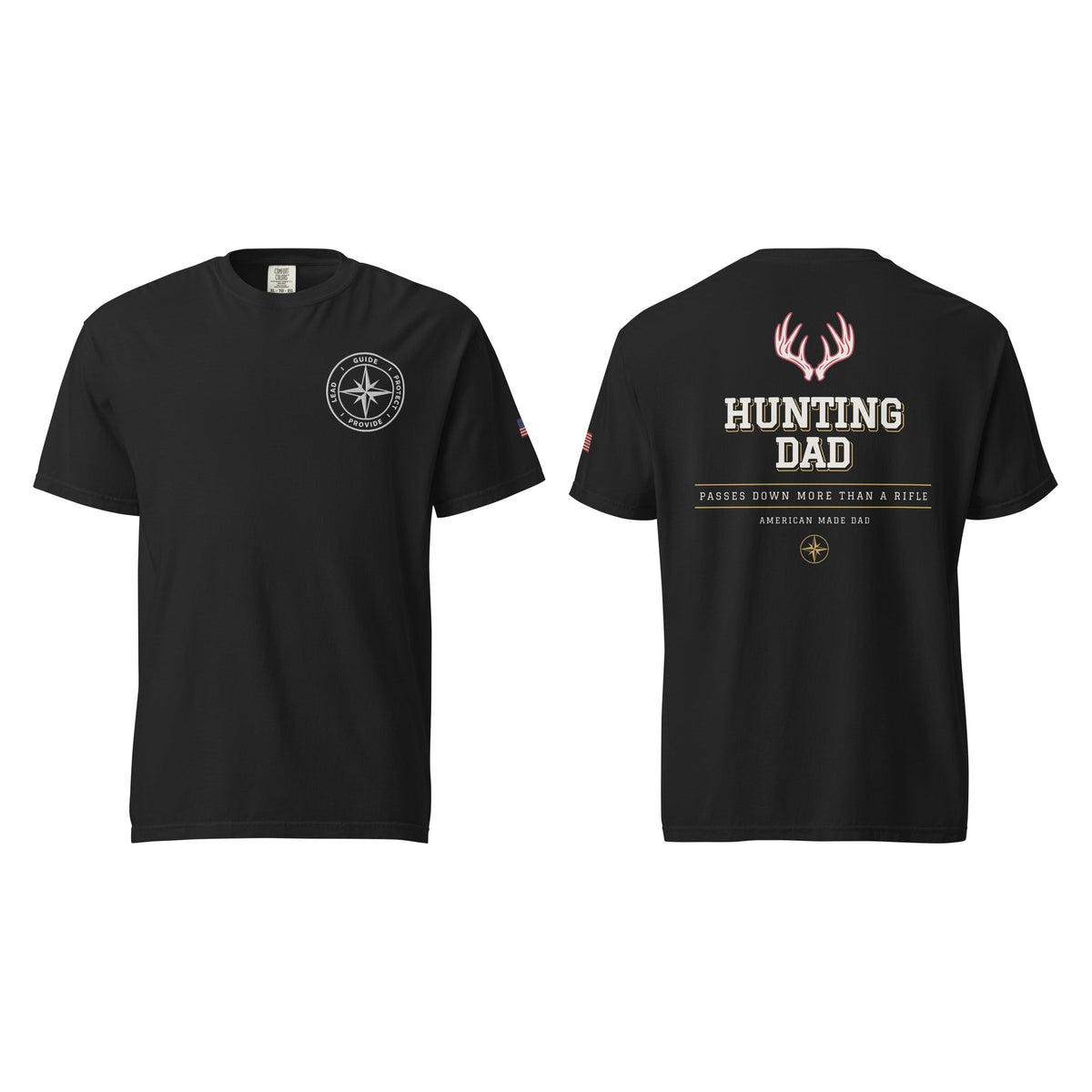 Hunting Dad tee in Black, front and back