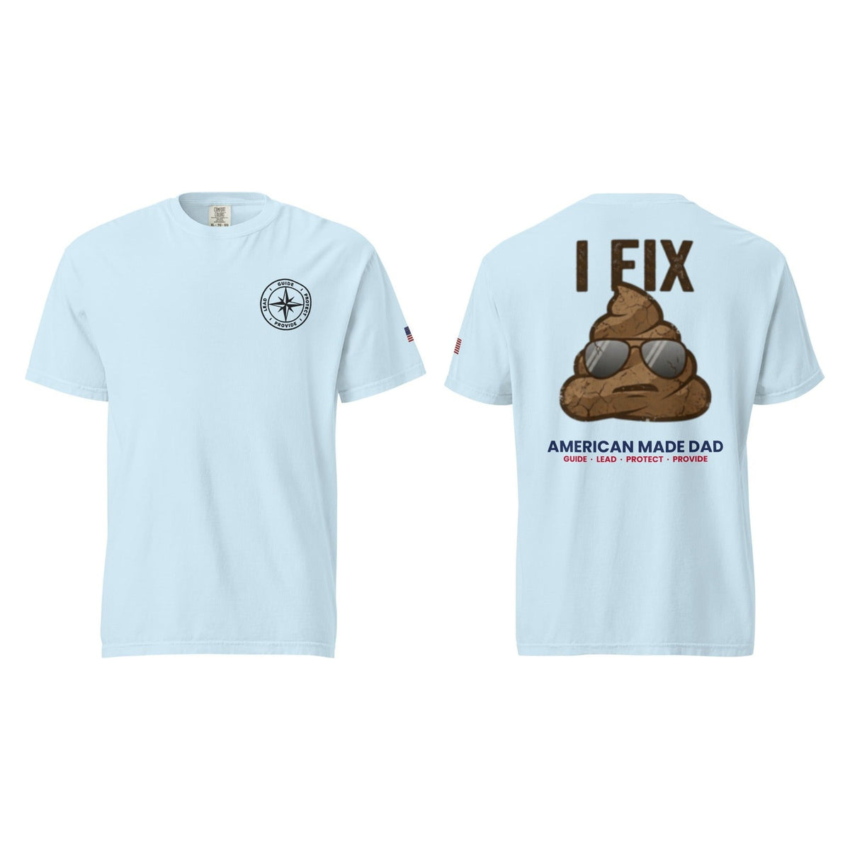 I Fix S#!t t-shirt, Chambray, front and back