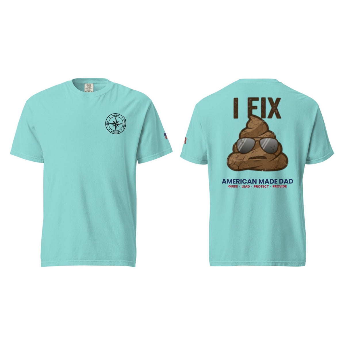 I Fix S#!t t-shirt, Lagoon Blue, front and back