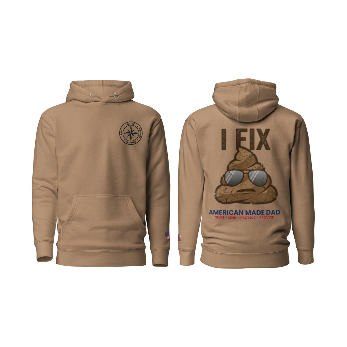 I Fix S#!t hoodie, Latte, front and back