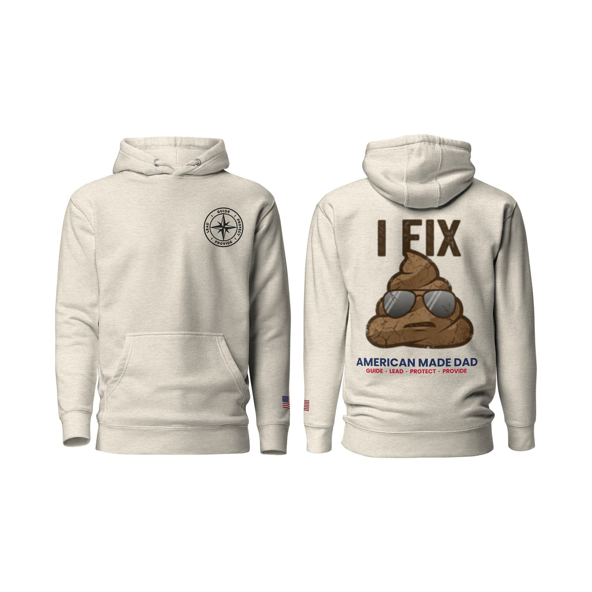 I Fix S#!t hoodie, Oatmeal Heather, front and back