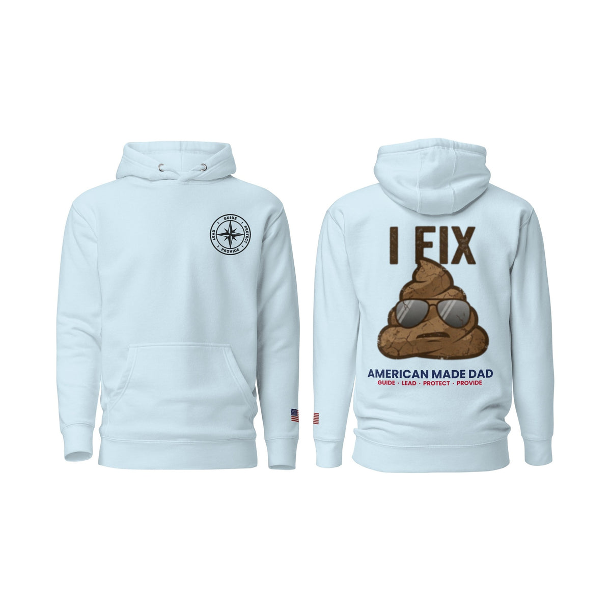 I Fix S#!t hoodie, Sky Blue, front and back