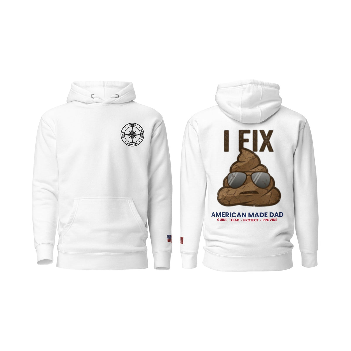 I Fix S#!t hoodie, White, front and back