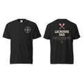 Lacrosse Dad tee in Black, front and back