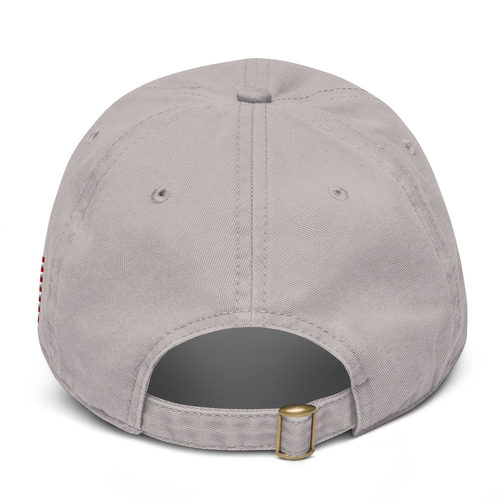 Back of a gray garment washed cap