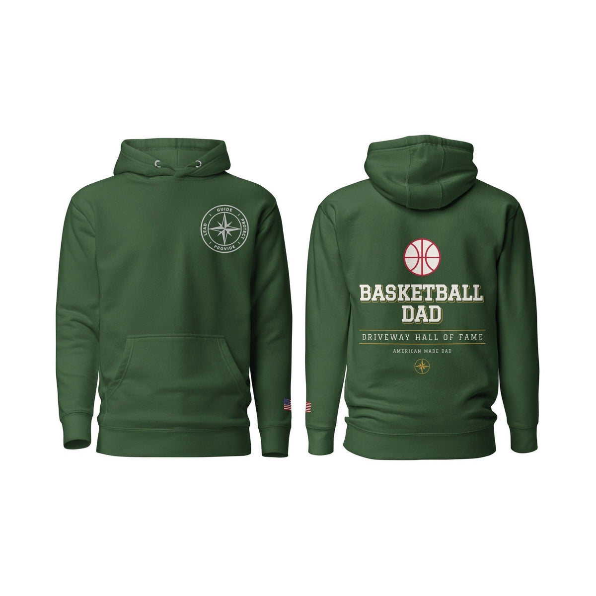 Basketball Dad Driveway Hall of Fame, Forest Green, front and back