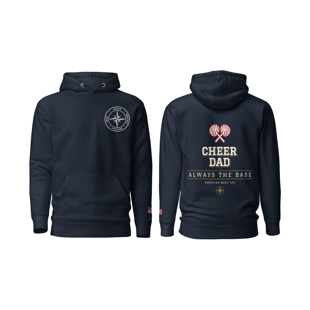 Cheer Dad Always the Base, Navy Blazer, front and back