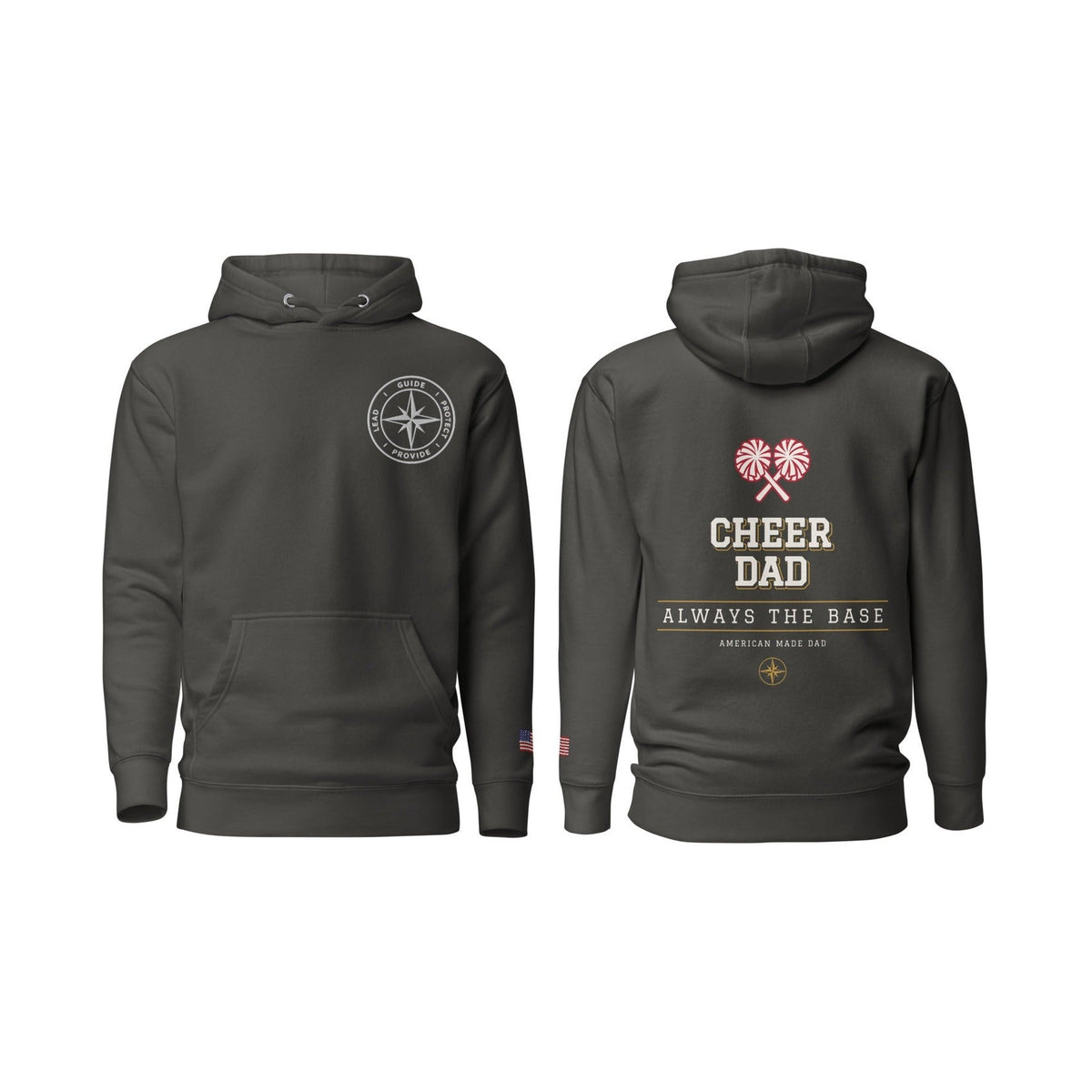 Cheer Dad Always the Base, Vintage Black, front and back