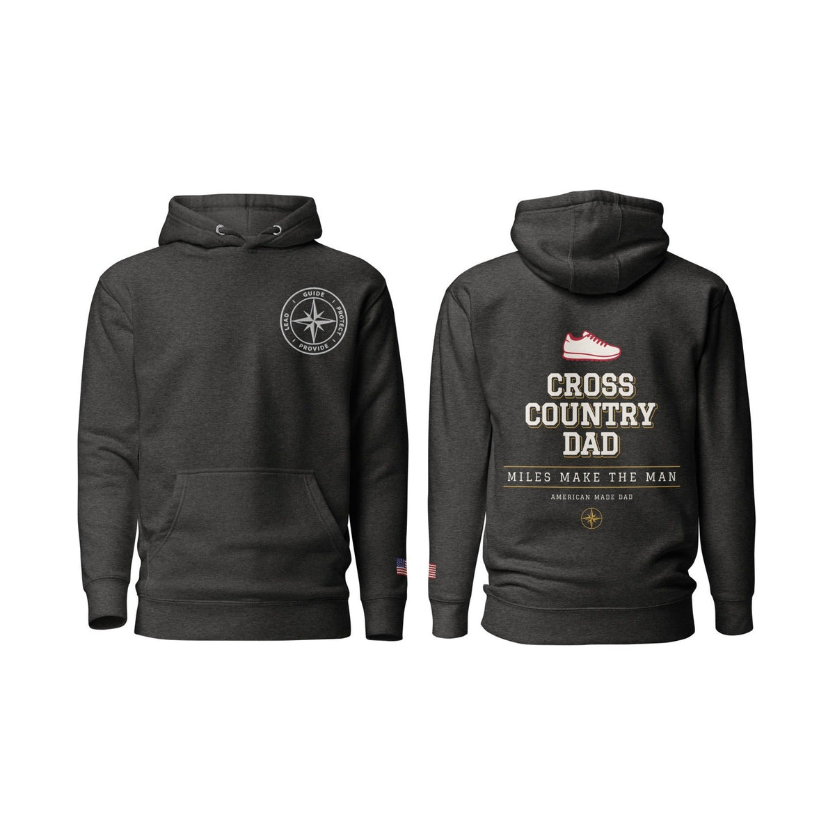 Cross Country Dad Miles Make the Man, Charcoal Heather, front and back