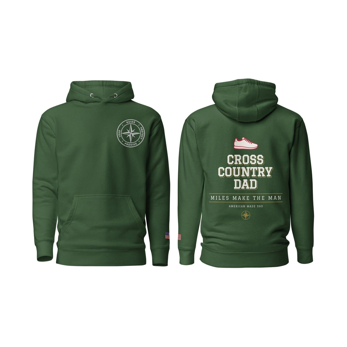 Cross Country Dad Miles Make the Man, Forest Green, front and back