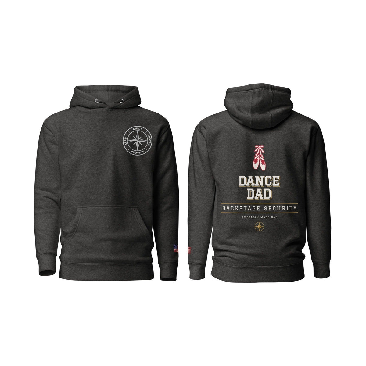 Dance Dad Backstage Security, Charcoal Heather, front and back
