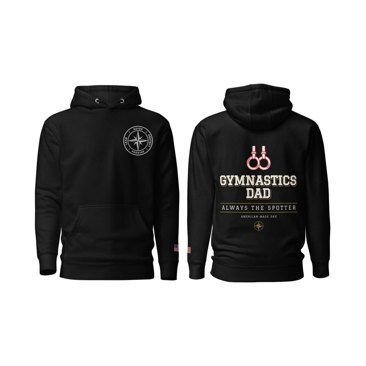Gymnastics Dad Always the Spotter, Black, front and back