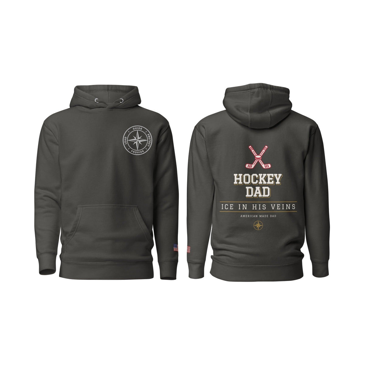 Hockey Dad Ice in His Veins, Vintage Black, front and back