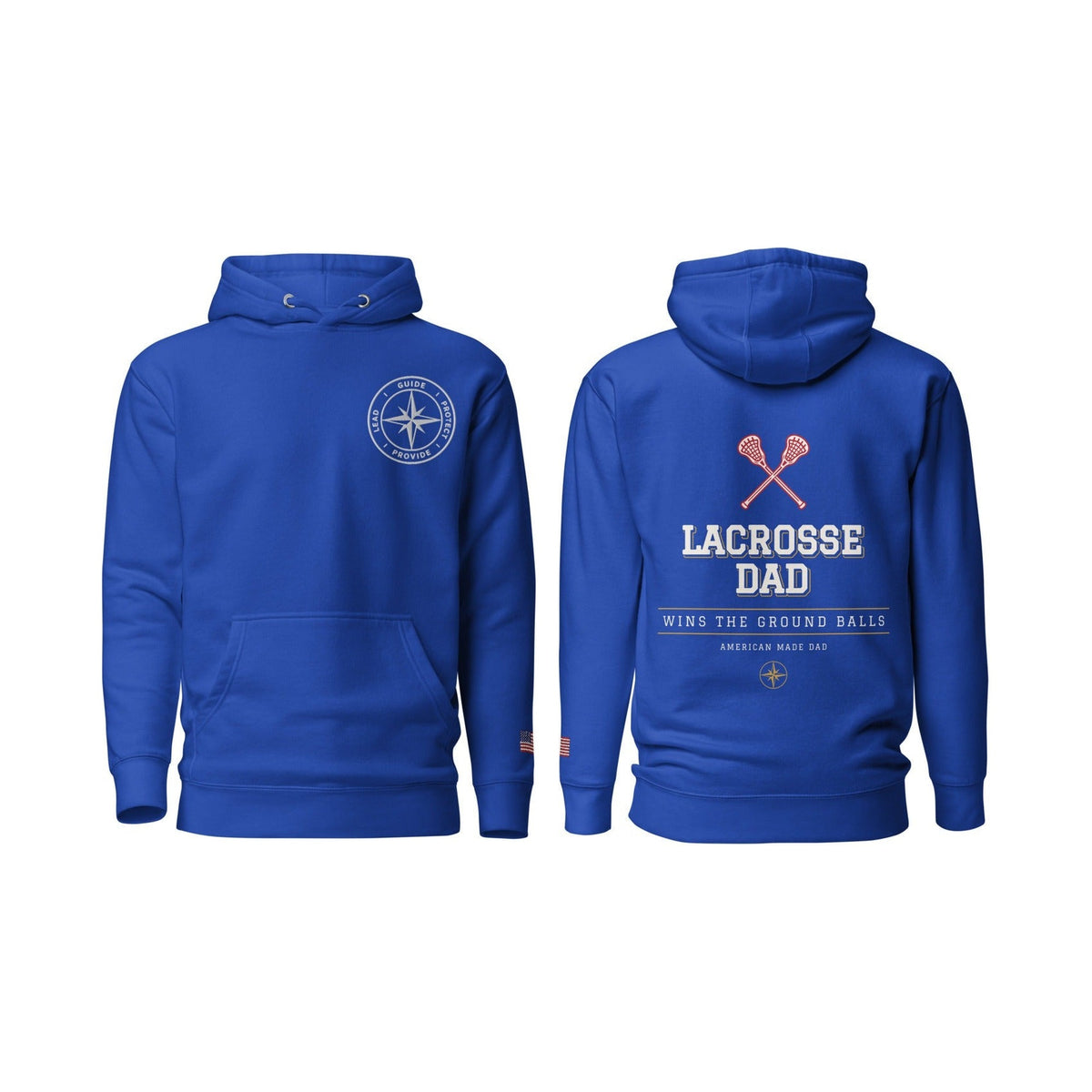 Lacrosse Dad Wins the Ground Balls, Team Royal, front and back