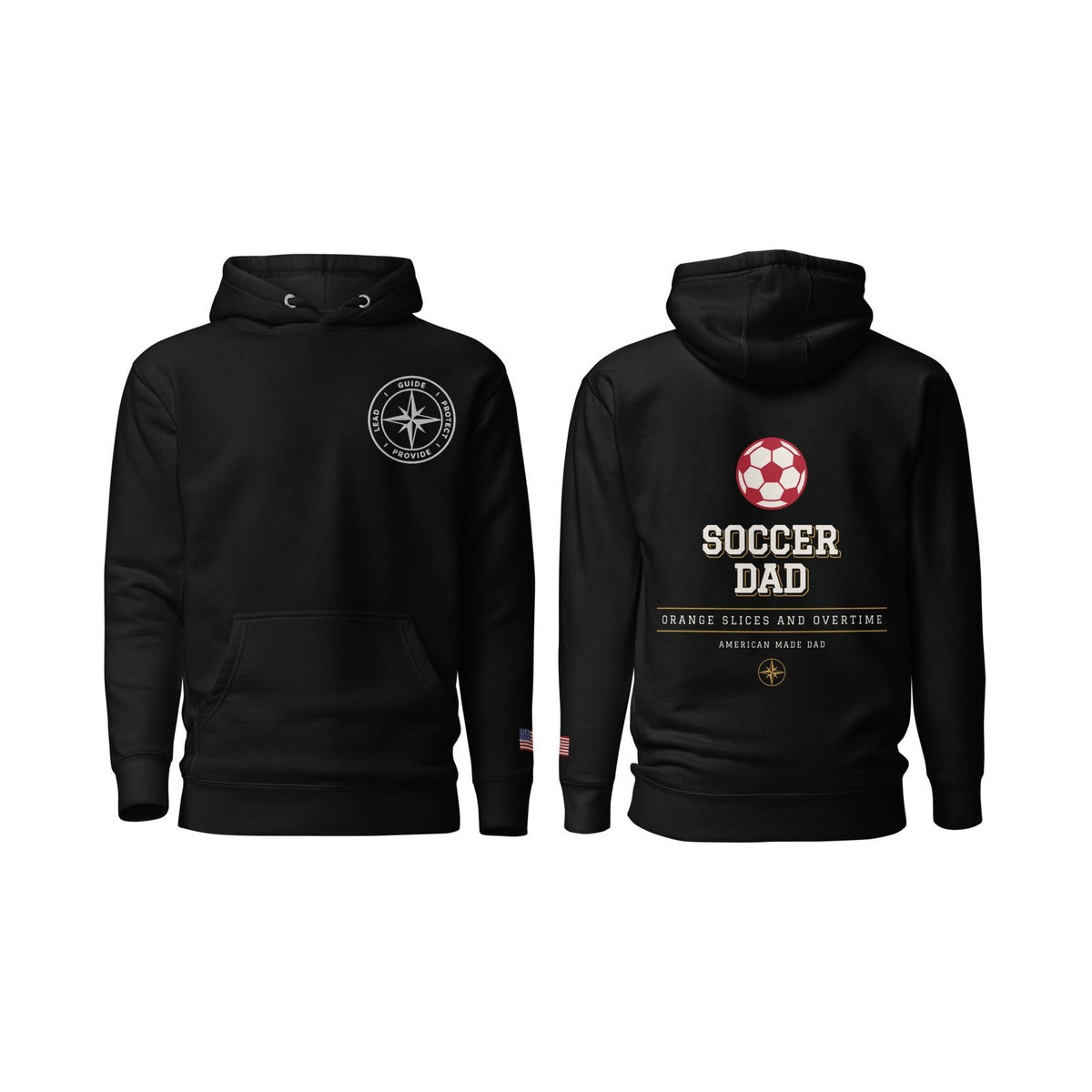 Soccer Dad Orange Slices and Overtime, Black, front and back