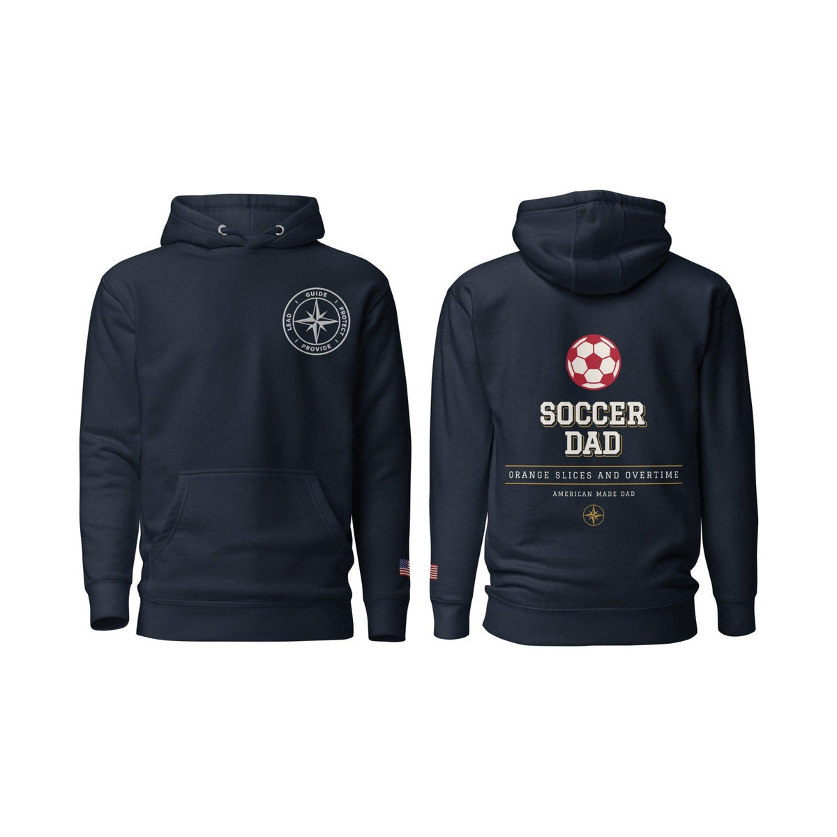 Soccer Dad Orange Slices and Overtime, Navy Blazer, front and back