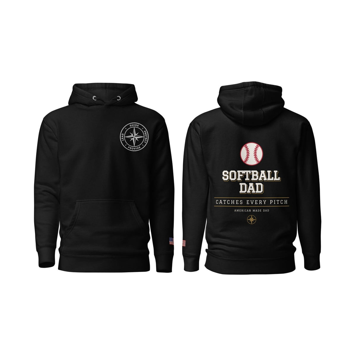 Softball Dad Catches Every Pitch, Black, front and back