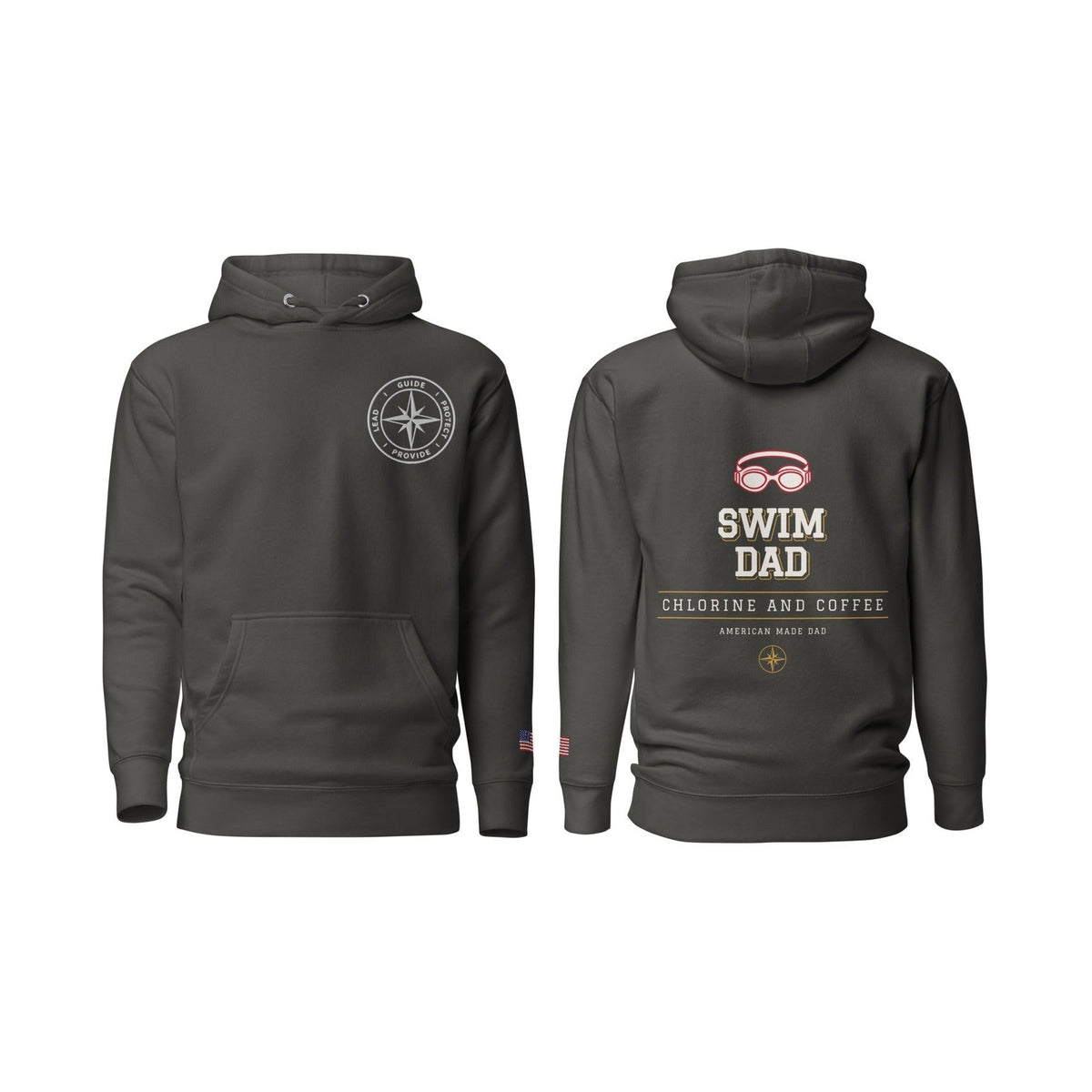 Swim Dad Chlorine and Coffee, Vintage Black, front and back