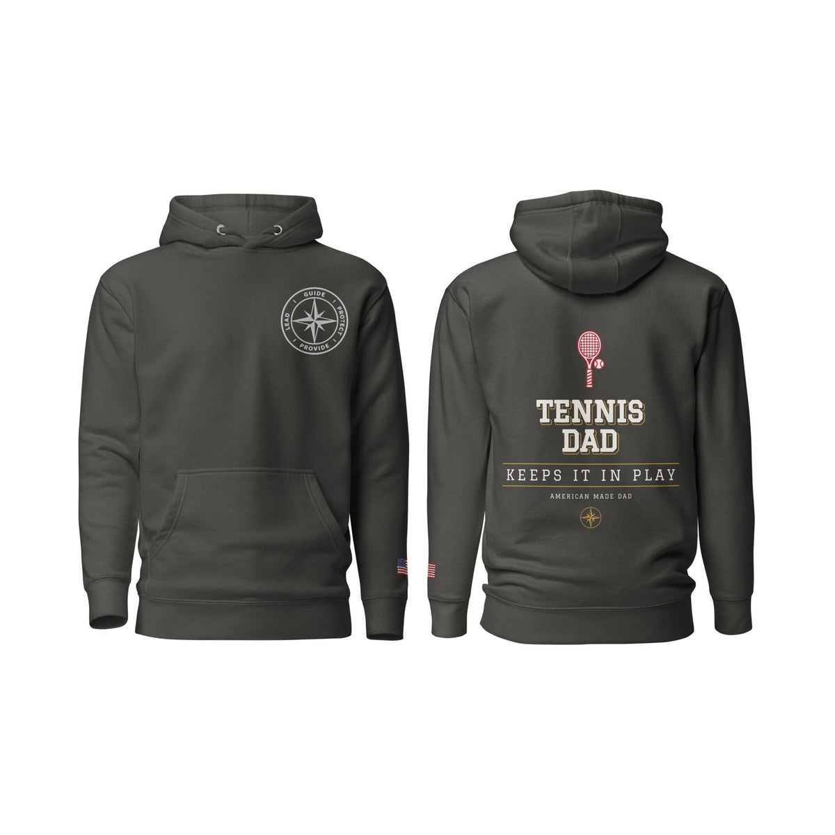 Tennis Dad Keeps It in Play, Vintage Black, front and back