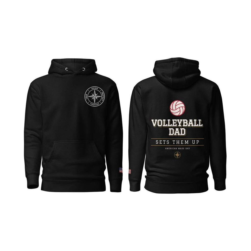 Volleyball Dad Sets Them Up, Black, front and back