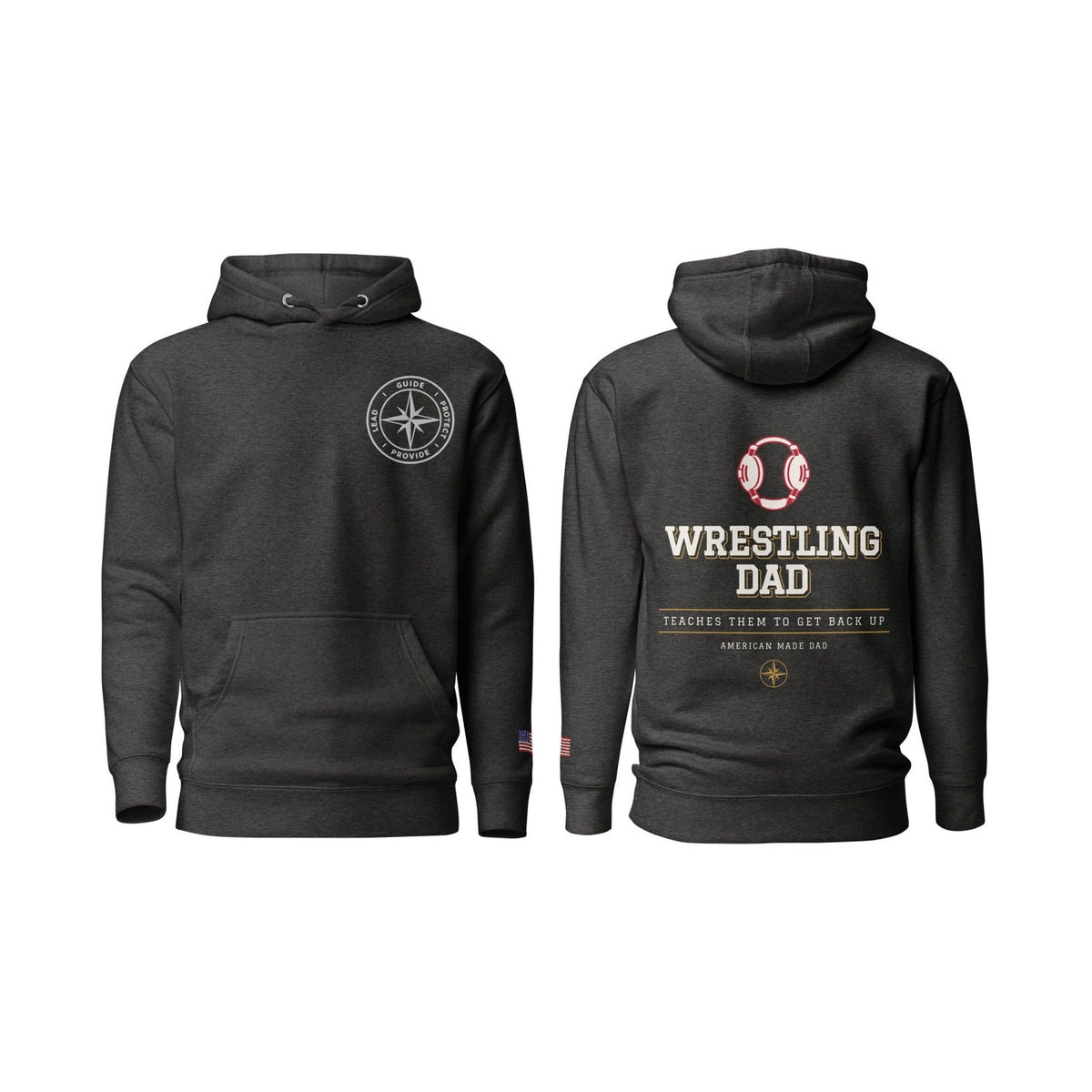 Wrestling Dad Teaches Them to Get Back Up, Charcoal Heather, front and back