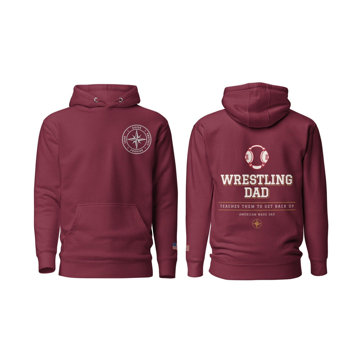 Wrestling Dad Teaches Them to Get Back Up, Maroon, front and back