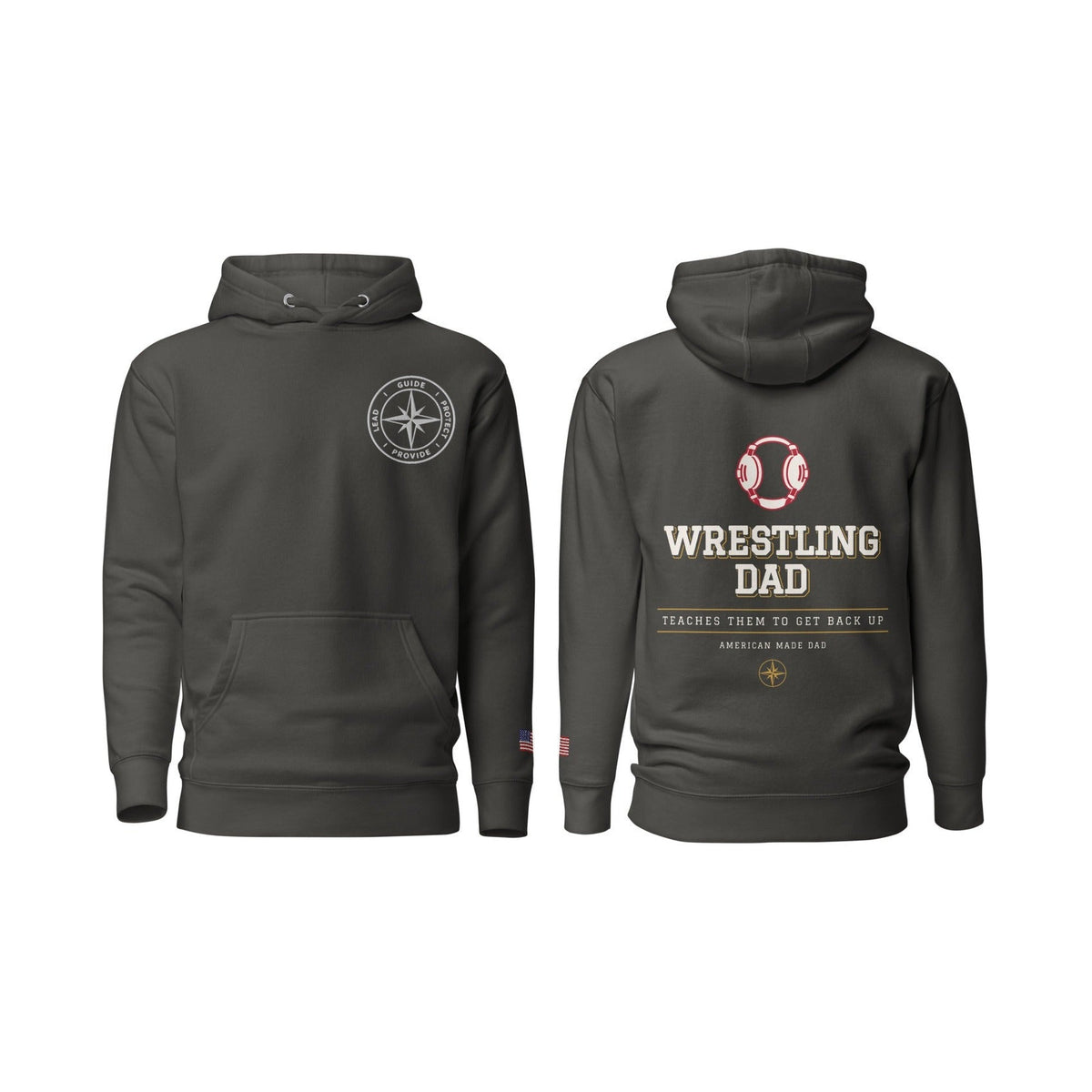 Wrestling Dad Teaches Them to Get Back Up, Vintage Black, front and back
