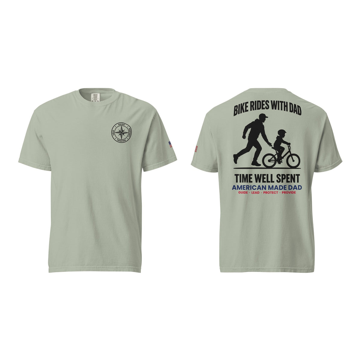 Bike Rides With Dad t-shirt, Bay, front and back