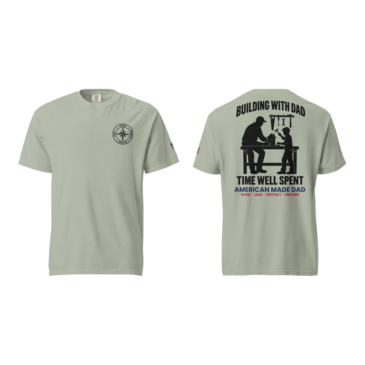 Building With Dad t-shirt, Bay, front and back
