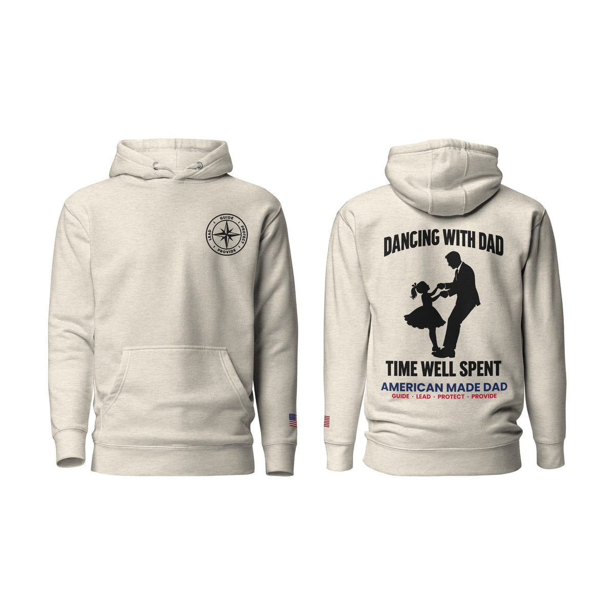 Dancing With Dad hoodie, Oatmeal Heather, front and back