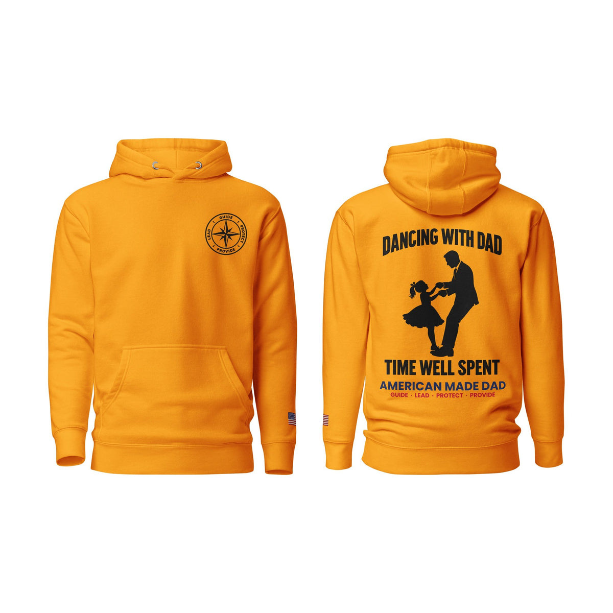 Dancing With Dad hoodie, Team Gold, front and back