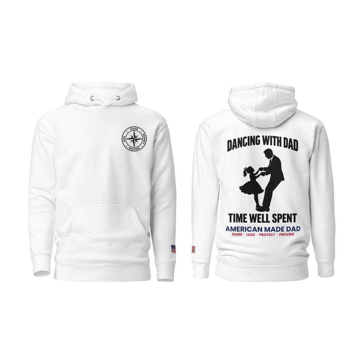 Dancing With Dad hoodie, White, front and back