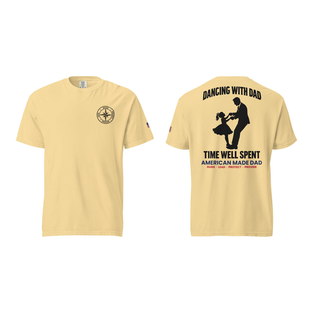 Dancing With Dad t-shirt, Butter, front and back