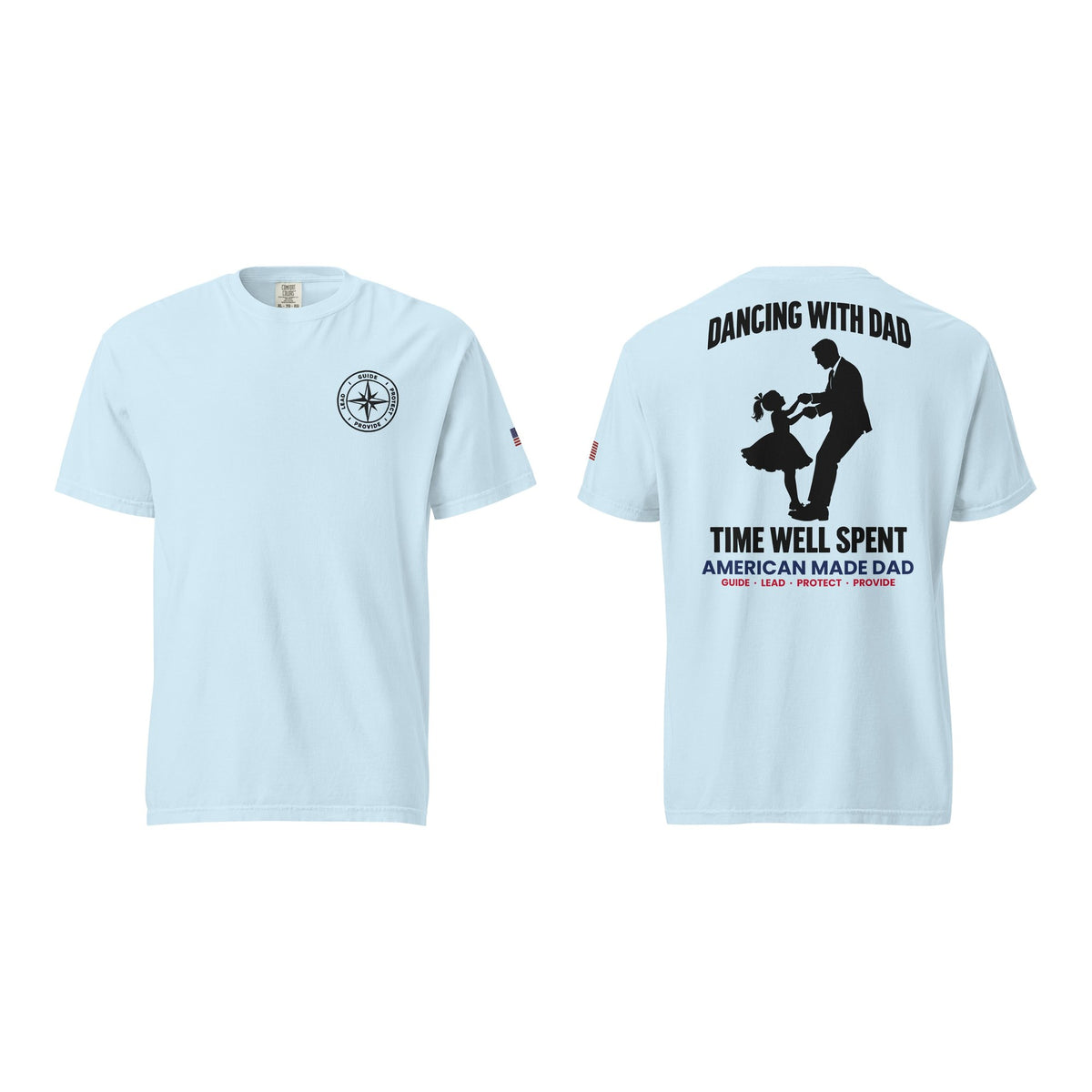 Dancing With Dad t-shirt, Chambray, front and back