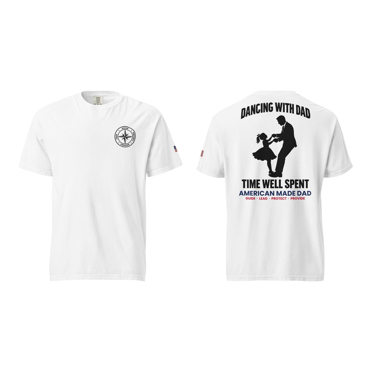 Dancing With Dad t-shirt, White, front and back
