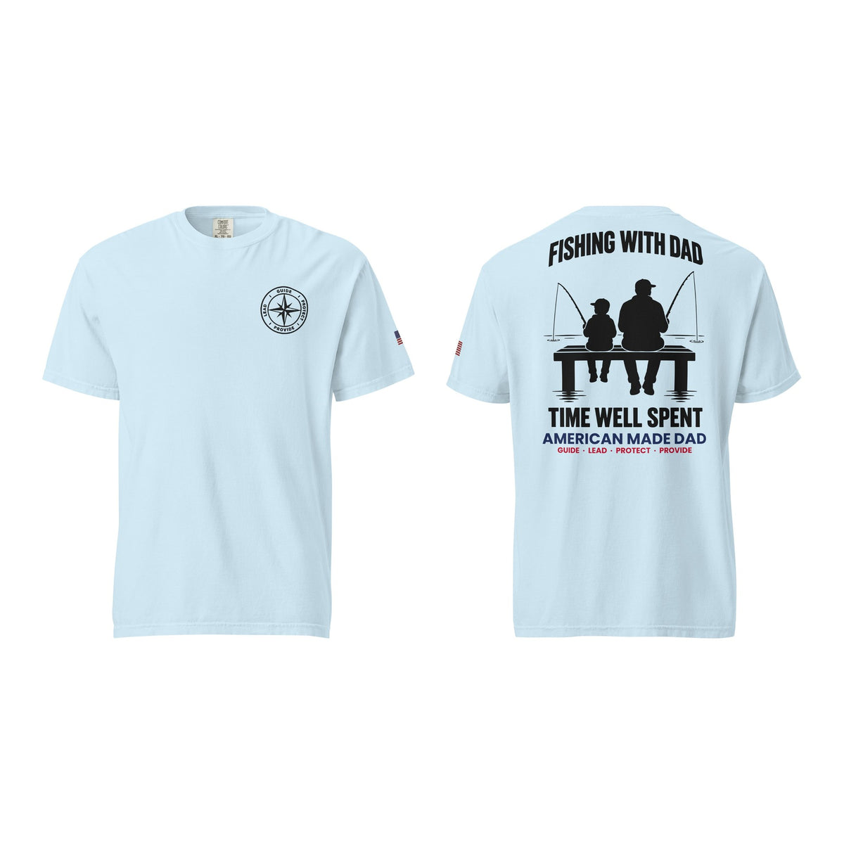 Fishing With Dad t-shirt, Chambray, front and back