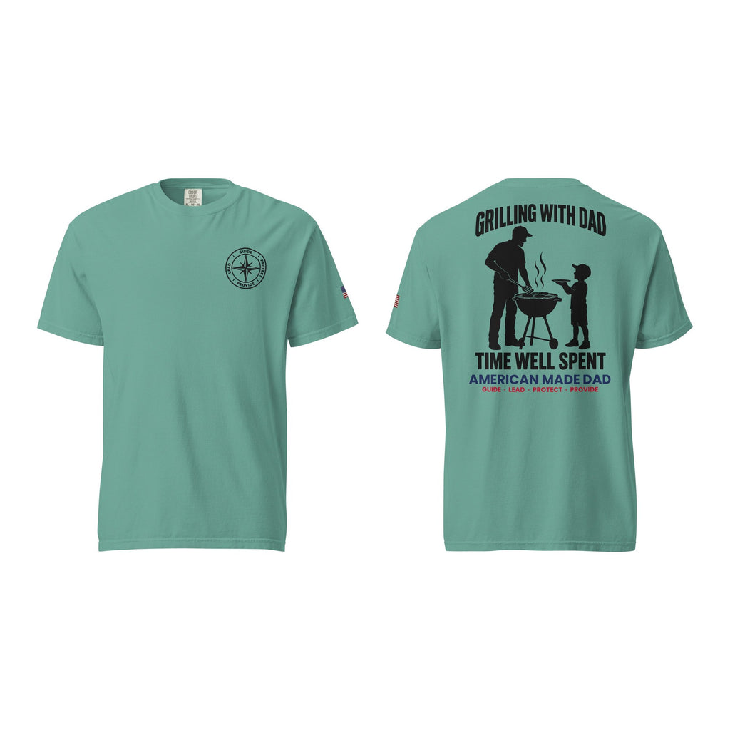 Grilling With Dad t-shirt, Seafoam, front and back