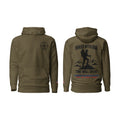 Hikes With Dad hoodie, Military Green, front and back