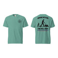 Mowing With Dad t-shirt, Seafoam, front and back