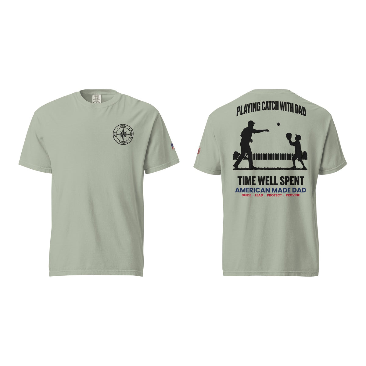 Playing Catch With Dad t-shirt, Bay, front and back