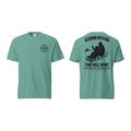 Sledding With Dad t-shirt, Seafoam, front and back