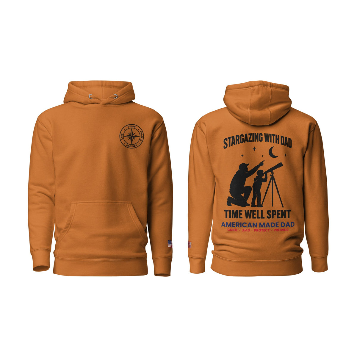 Stargazing With Dad hoodie, Adobe, front and back