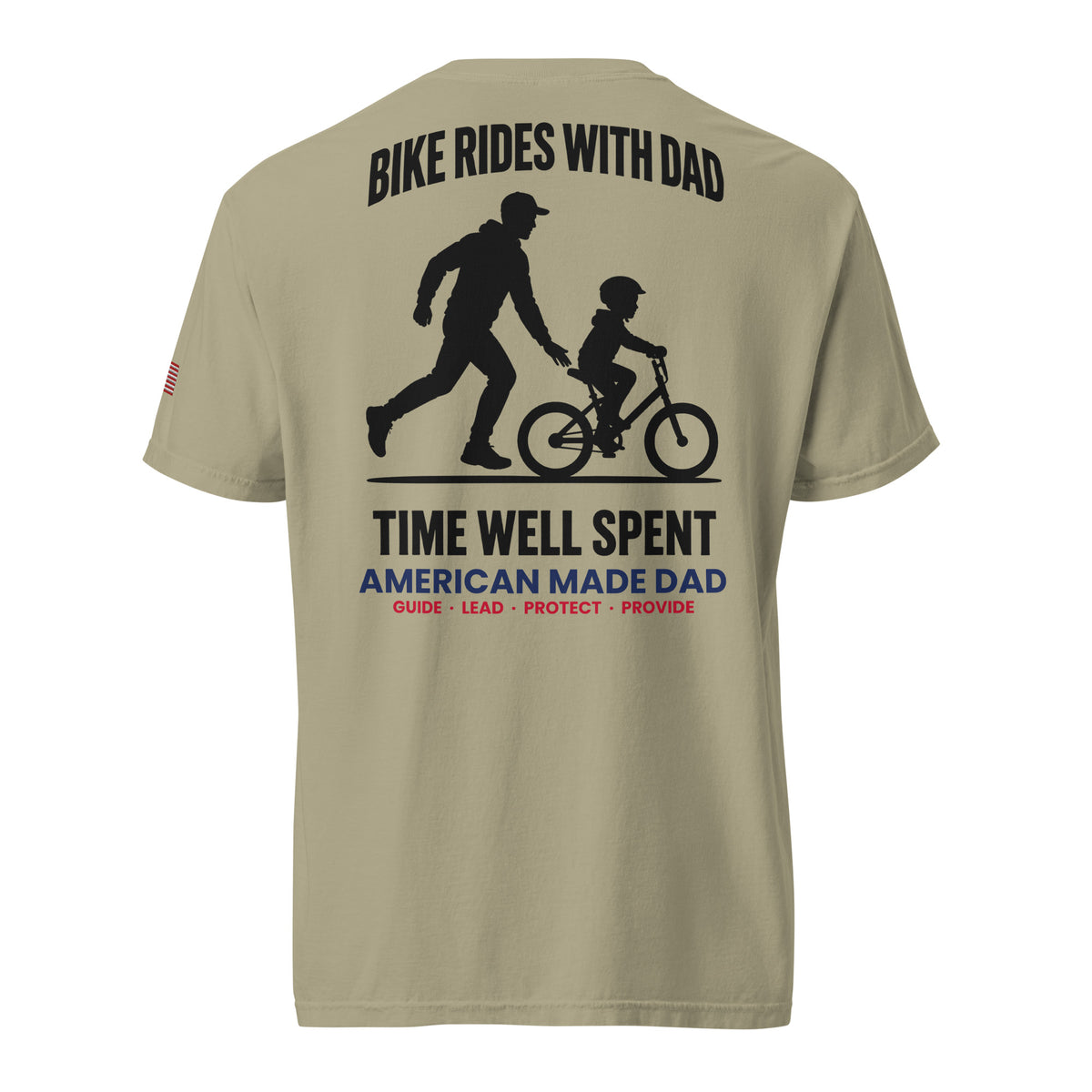 Bike Rides With Dad t-shirt back design, Khaki