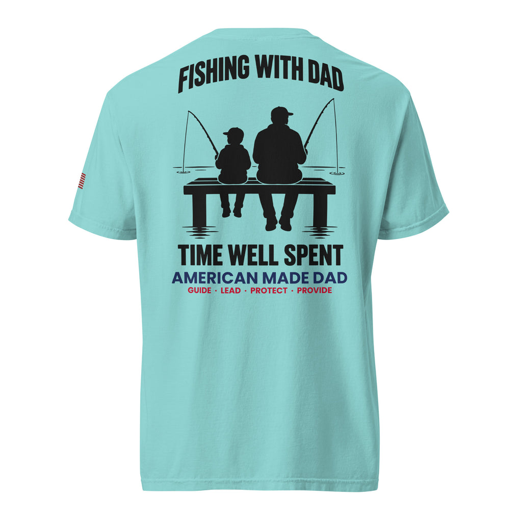 Fishing With Dad t-shirt back design, Lagoon Blue